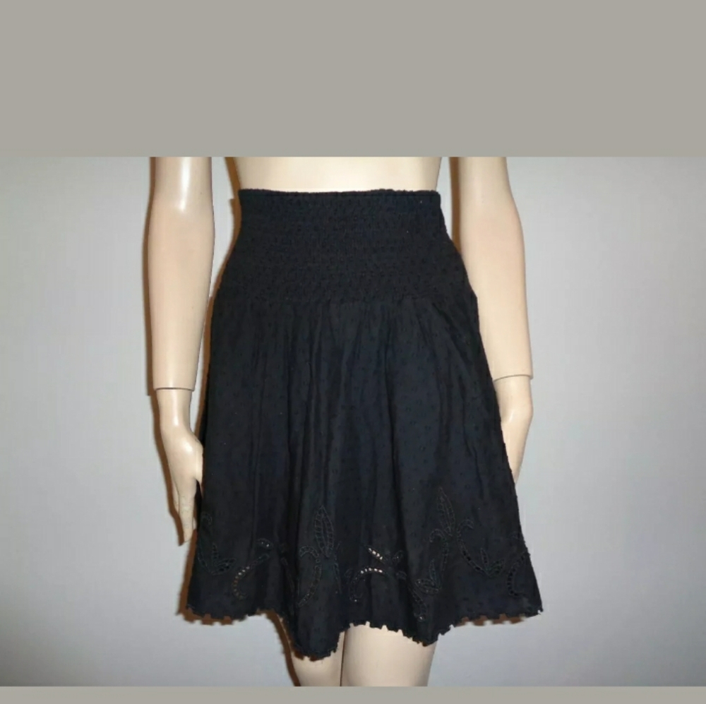 The Kooples black embroidery Doby skirt XS NWT